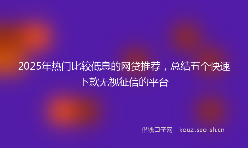 2025年热门比较低息的网贷推荐,总结五个快速下款无视征信的平台