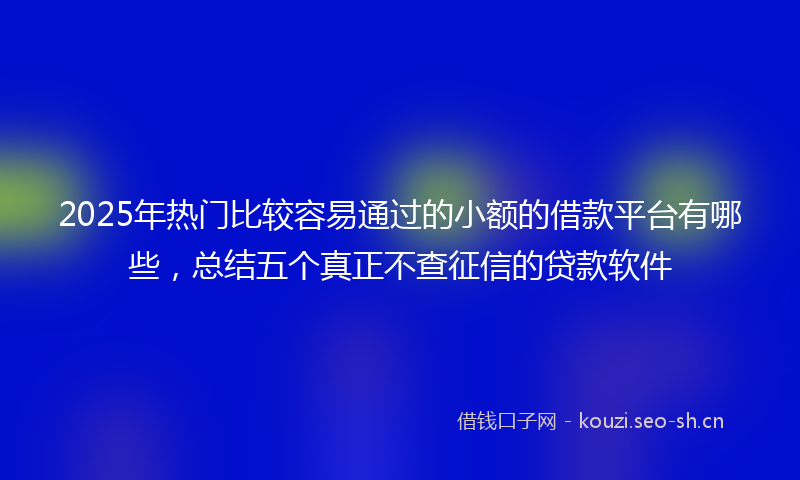 2025年热门比较容易通过的小额的借款平台有哪些，总结五个真正不查征信的贷款软件
