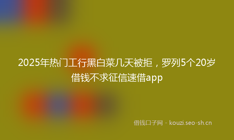2025年热门工行黑白菜几天被拒，罗列5个20岁借钱不求征信速借app