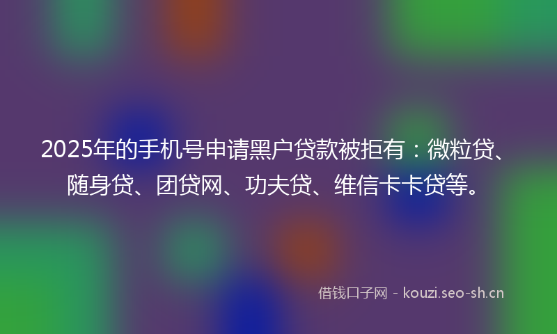 2025年的手机号申请黑户贷款被拒有：微粒贷、随身贷、团贷网、功夫贷、维信卡卡贷等。