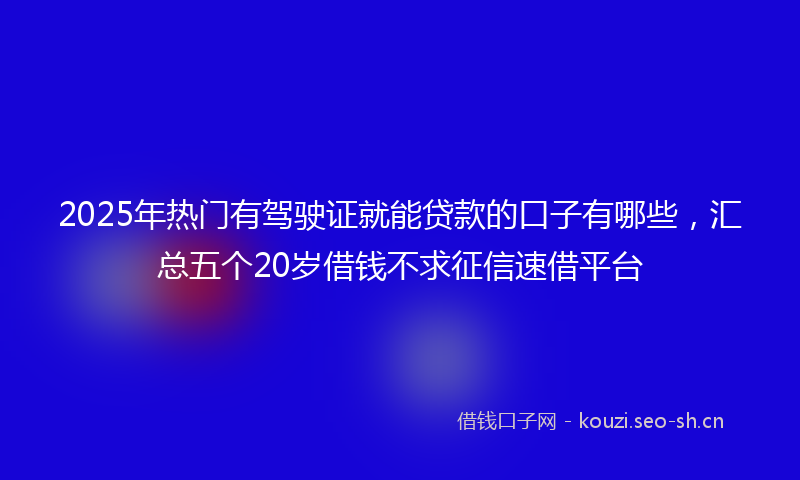 2025年热门有驾驶证就能贷款的口子有哪些，汇总五个20岁借钱不求征信速借平台
