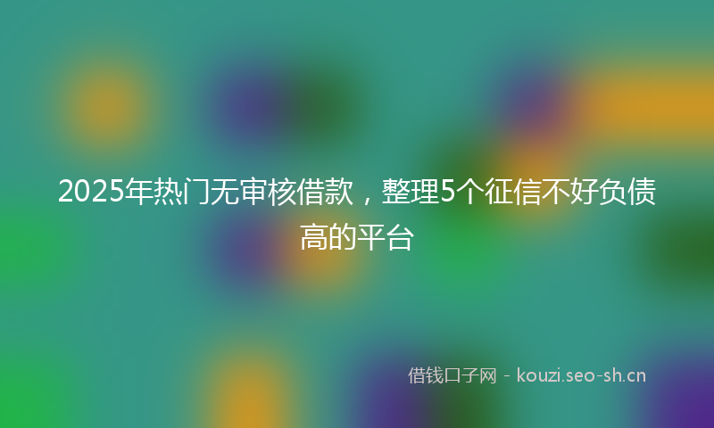 2025年热门无审核借款，整理5个征信不好负债高的平台