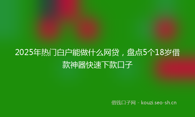 2025年热门白户能做什么网贷，盘点5个18岁借款神器快速下款口子