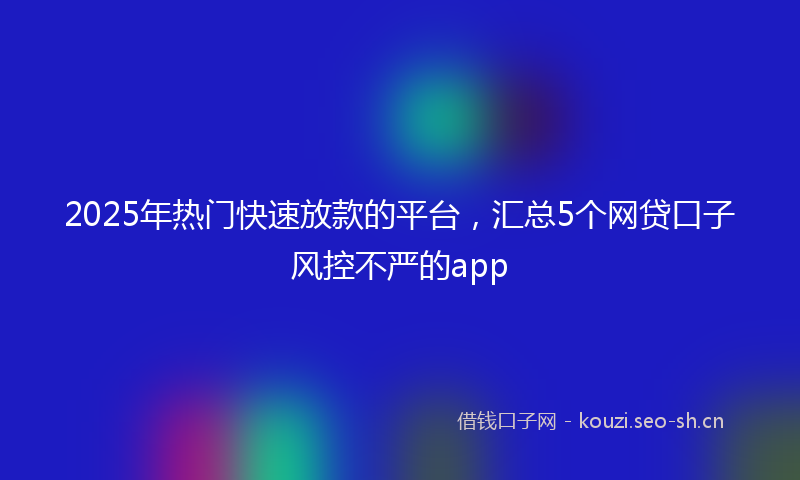 2025年热门快速放款的平台，汇总5个网贷口子风控不严的app