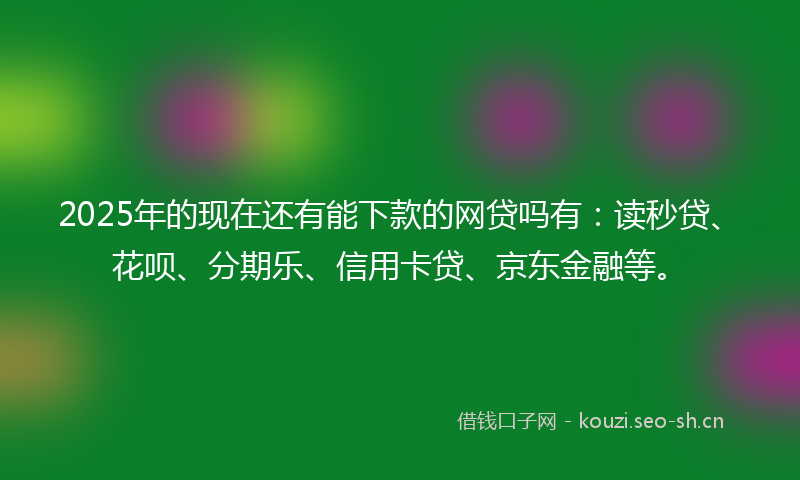 2025年的现在还有能下款的网贷吗有：读秒贷、花呗、分期乐、信用卡贷、京东金融等。