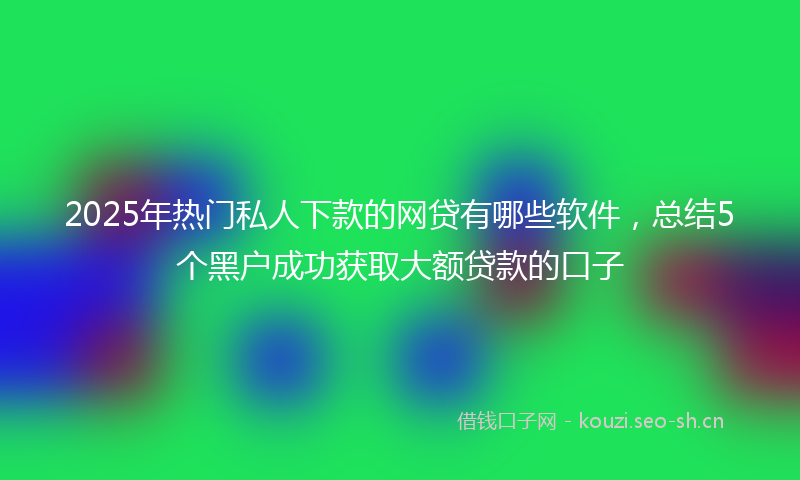 2025年热门私人下款的网贷有哪些软件,总结5个黑户成功获取大额贷款的口子