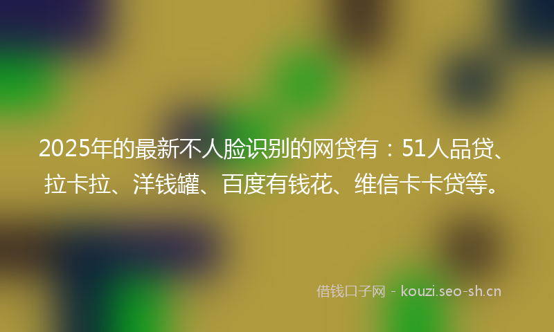 2025年的最新不人脸识别的网贷有：51人品贷、拉卡拉、洋钱罐、百度有钱花、维信卡卡贷等。