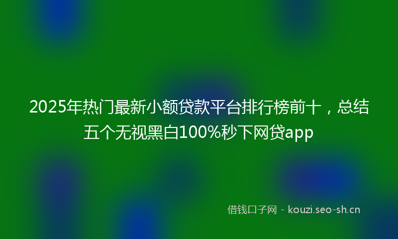 2025年热门最新小额贷款平台排行榜前十，总结五个无视黑白100%秒下网贷app