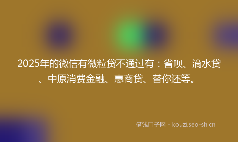 2025年的微信有微粒贷不通过有：省呗、滴水贷、中原消费金融、惠商贷、替你还等。