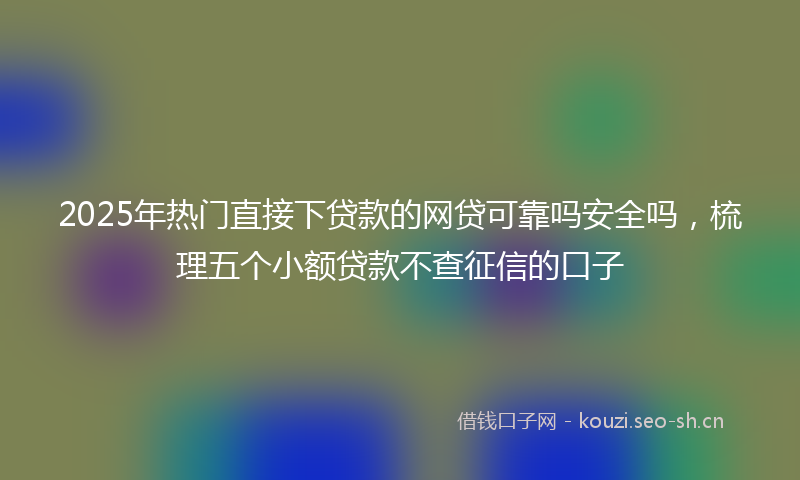 2025年热门直接下贷款的网贷可靠吗安全吗，梳理五个小额贷款不查征信的口子