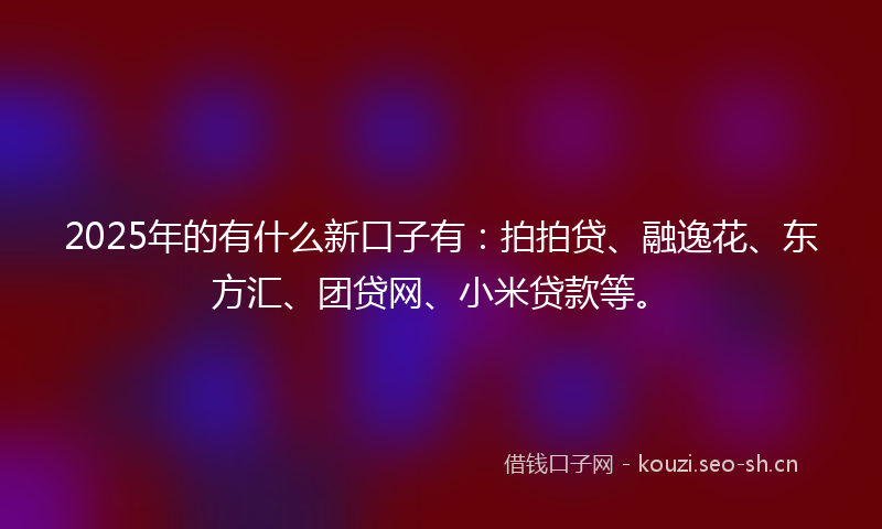 2025年的有什么新口子有：拍拍贷、融逸花、东方汇、团贷网、小米贷款等。