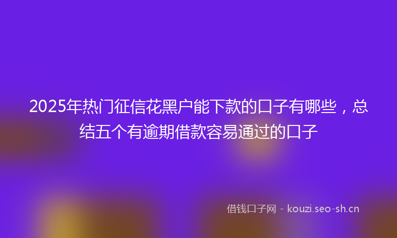 2025年热门征信花黑户能下款的口子有哪些,总结五个有逾期借款容易通过的口子