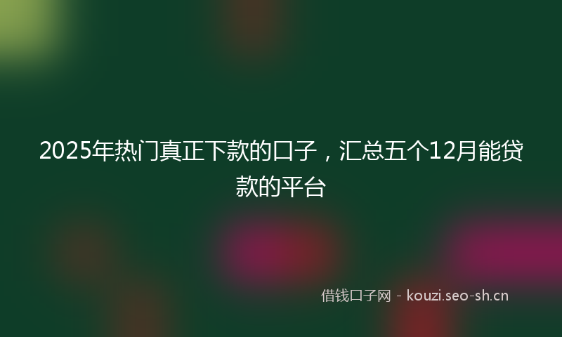 2025年热门真正下款的口子，汇总五个12月能贷款的平台
