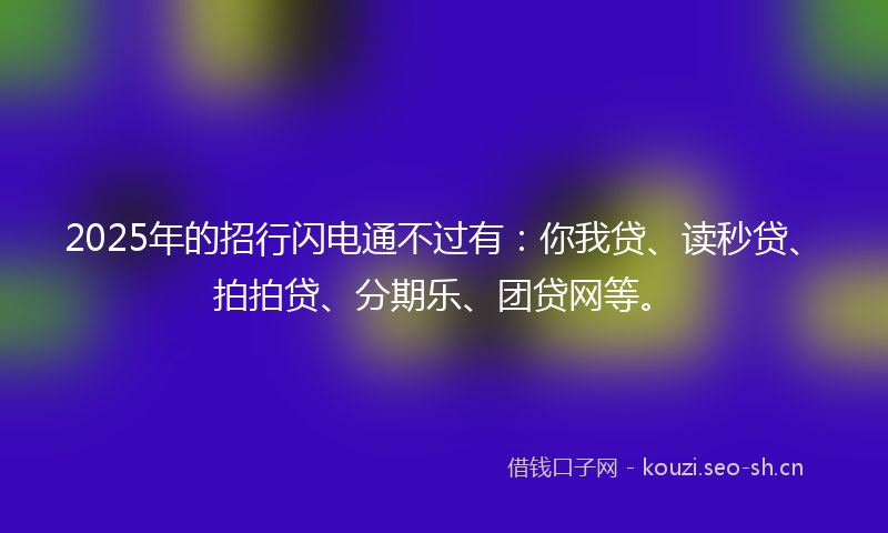 2025年的招行闪电通不过有：你我贷、读秒贷、拍拍贷、分期乐、团贷网等。
