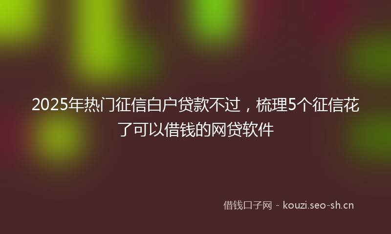 2025年热门征信白户贷款不过，梳理5个征信花了可以借钱的网贷软件