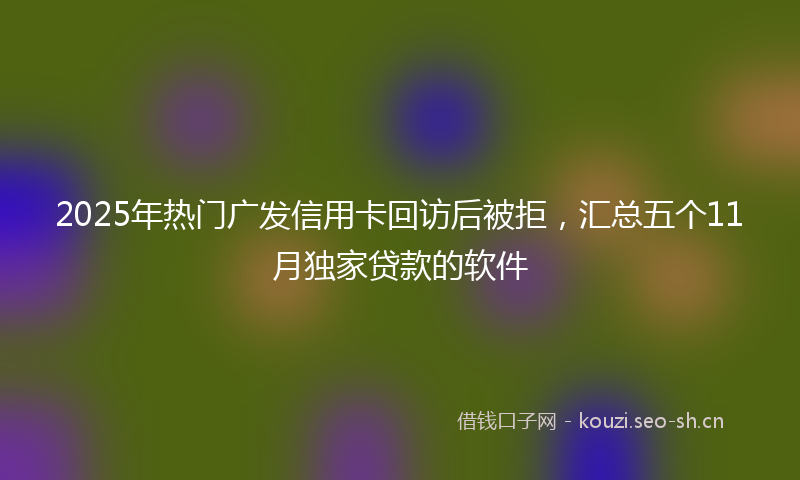 2025年热门广发信用卡回访后被拒，汇总五个11月独家贷款的软件