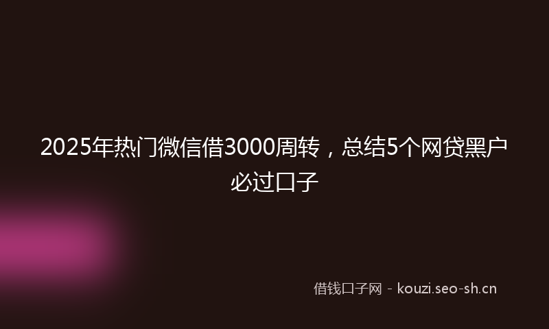 2025年热门微信借3000周转,总结5个网贷黑户必过口子