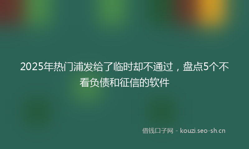 2025年热门浦发给了临时却不通过，盘点5个不看负债和征信的软件