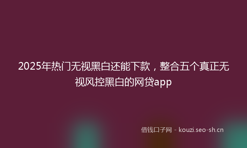 2025年热门无视黑白还能下款，整合五个真正无视风控黑白的网贷app