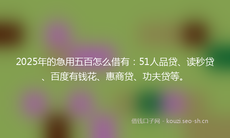 2025年的急用五百怎么借有：51人品贷、读秒贷、百度有钱花、惠商贷、功夫贷等。