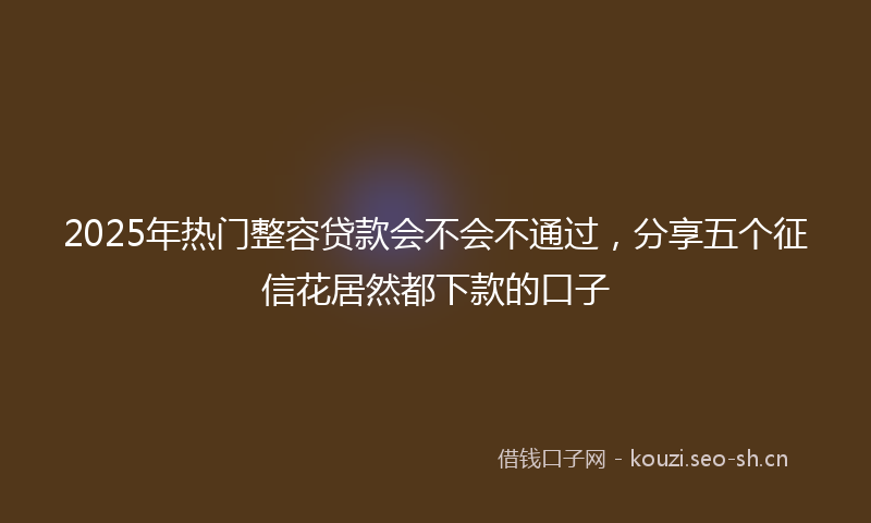 2025年热门整容贷款会不会不通过,分享五个征信花居然都下款的口子