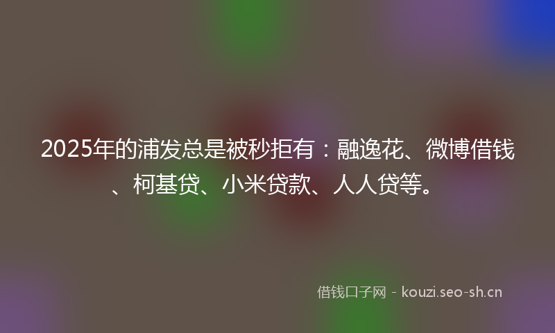 2025年的浦发总是被秒拒有：融逸花、微博借钱、柯基贷、小米贷款、人人贷等。