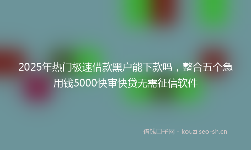 2025年热门极速借款黑户能下款吗，整合五个急用钱5000快审快贷无需征信软件