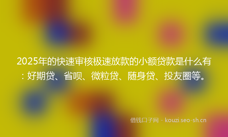 2025年的快速审核极速放款的小额贷款是什么有：好期贷、省呗、微粒贷、随身贷、投友圈等。