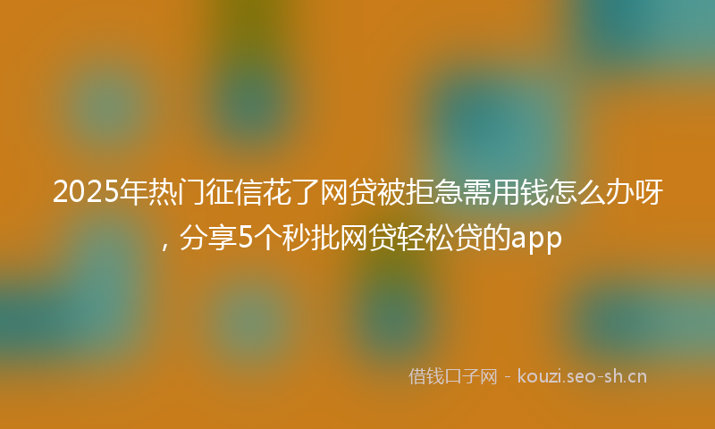 2025年热门征信花了网贷被拒急需用钱怎么办呀，分享5个秒批网贷轻松贷的app