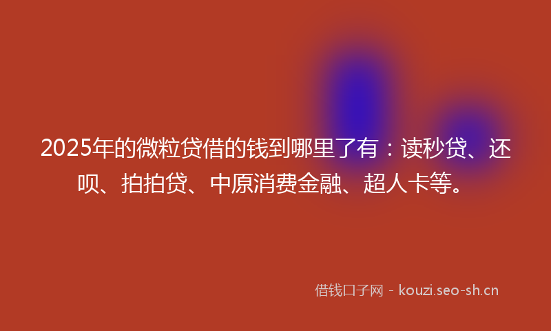 2025年的微粒贷借的钱到哪里了有：读秒贷、还呗、拍拍贷、中原消费金融、超人卡等。