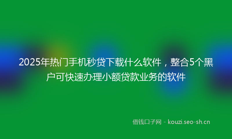 2025年热门手机秒贷下载什么软件，整合5个黑户可快速办理小额贷款业务的软件