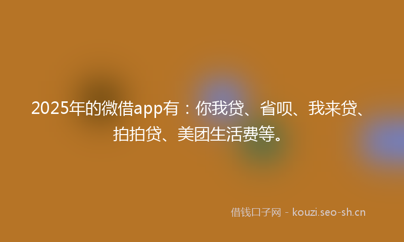 2025年的微借app有:你我贷、省呗、我来贷、拍拍贷、美团生活费等。