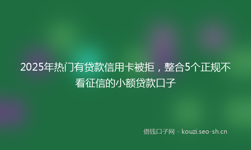 2025年热门有贷款信用卡被拒，整合5个正规不看征信的小额贷款口子