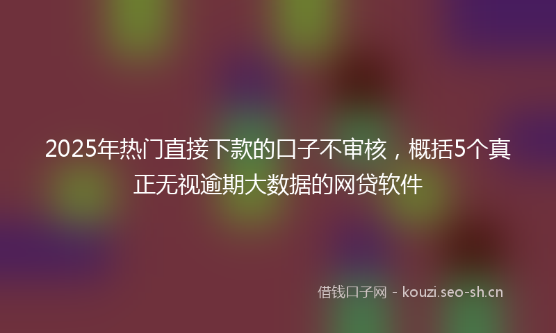 2025年热门直接下款的口子不审核，概括5个真正无视逾期大数据的网贷软件