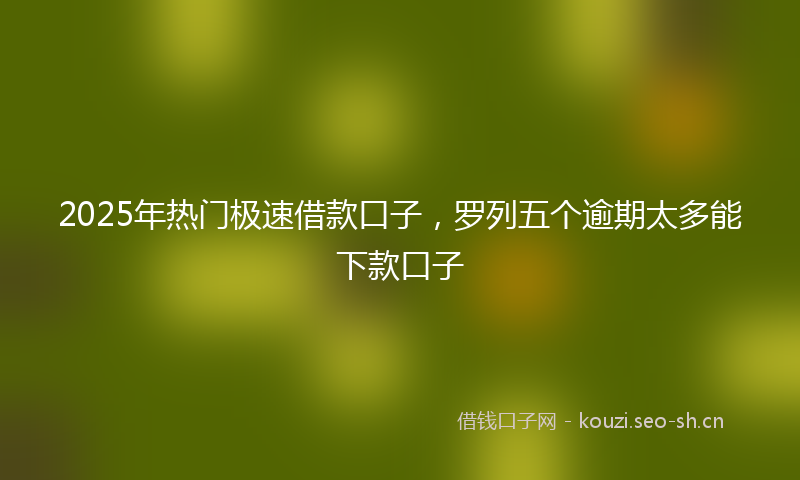 2025年热门极速借款口子，罗列五个逾期太多能下款口子