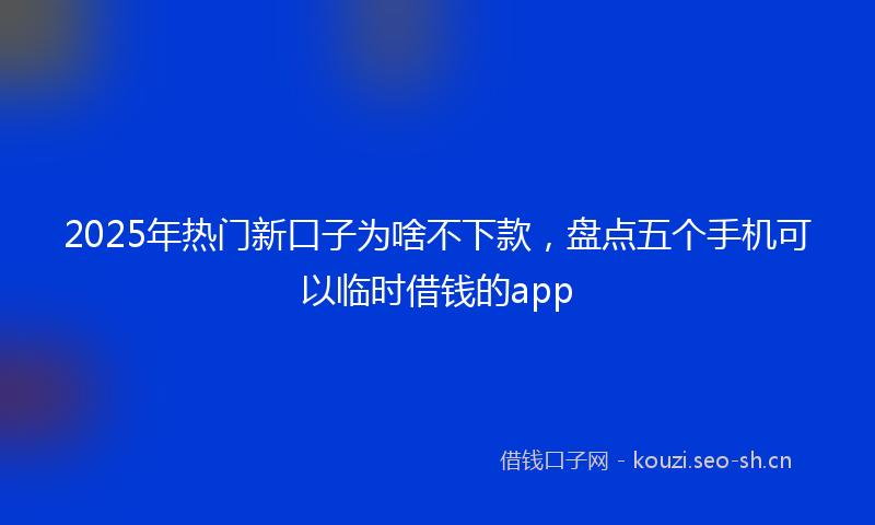 2025年热门新口子为啥不下款，盘点五个手机可以临时借钱的app