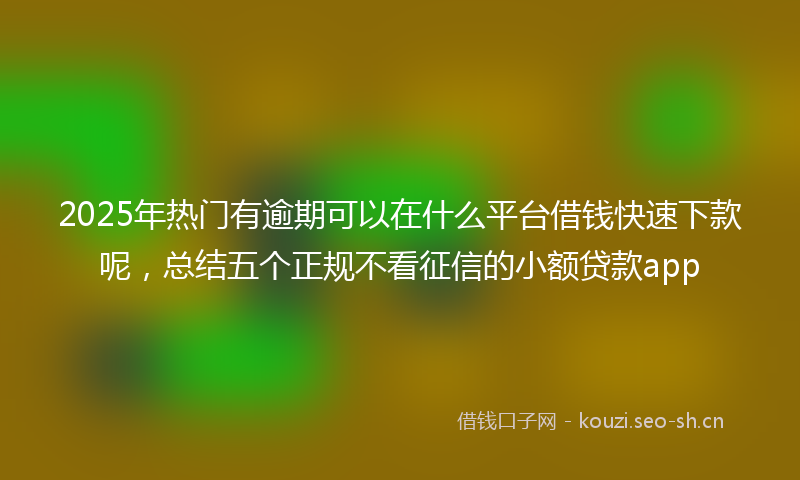 2025年热门有逾期可以在什么平台借钱快速下款呢，总结五个正规不看征信的小额贷款app