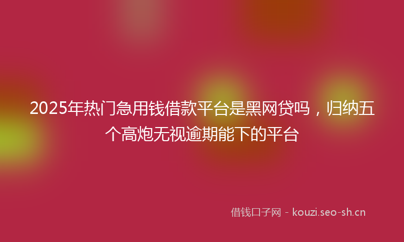 2025年热门急用钱借款平台是黑网贷吗，归纳五个高炮无视逾期能下的平台