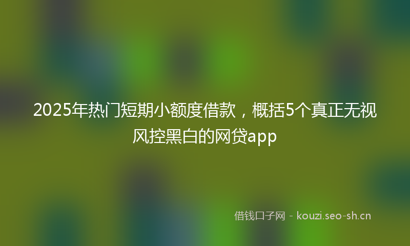 2025年热门短期小额度借款,概括5个真正无视风控黑白的网贷app