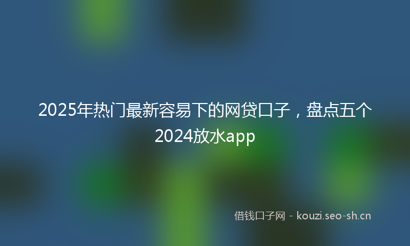 2025年热门最新容易下的网贷口子，盘点五个2024放水app