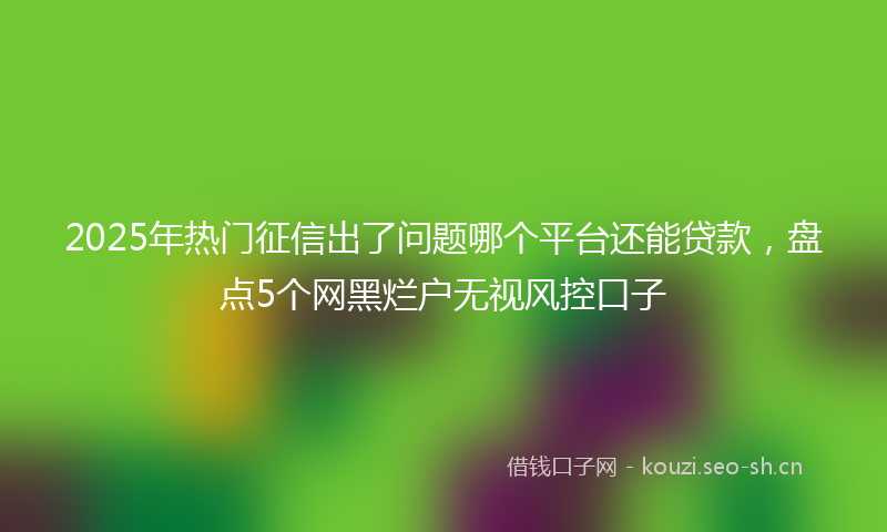 2025年热门征信出了问题哪个平台还能贷款，盘点5个网黑烂户无视风控口子