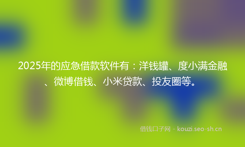 2025年的应急借款软件有：洋钱罐、度小满金融、微博借钱、小米贷款、投友圈等。