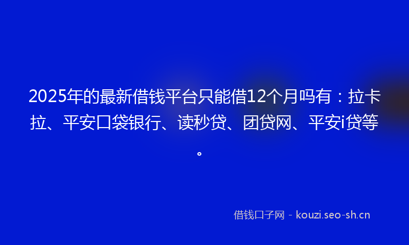 2025年的最新借钱平台只能借12个月吗有：拉卡拉、平安口袋银行、读秒贷、团贷网、平安i贷等。