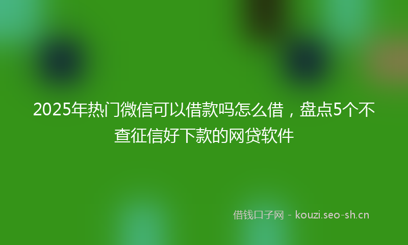 2025年热门微信可以借款吗怎么借，盘点5个不查征信好下款的网贷软件