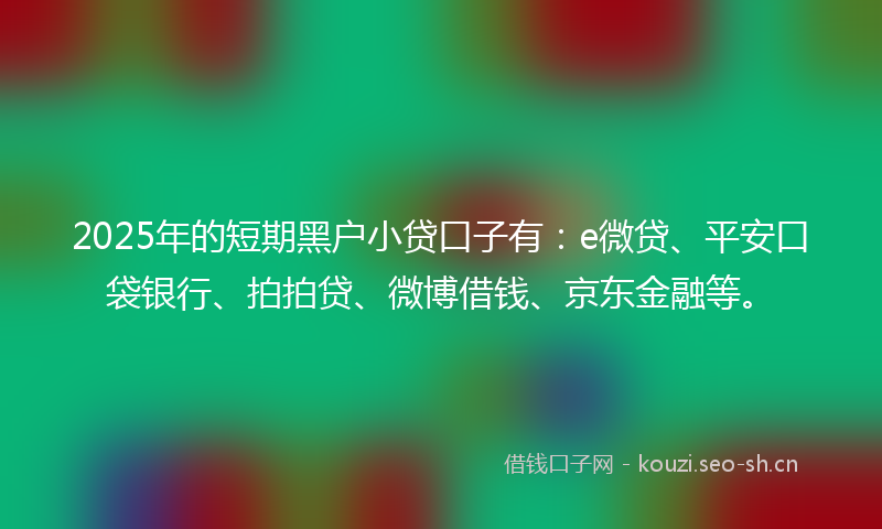 2025年的短期黑户小贷口子有：e微贷、平安口袋银行、拍拍贷、微博借钱、京东金融等。