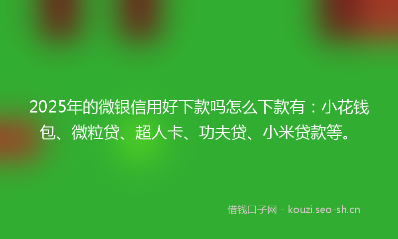 2025年的微银信用好下款吗怎么下款有:小花钱包、微粒贷、超人卡、功夫贷、小米贷款等。
