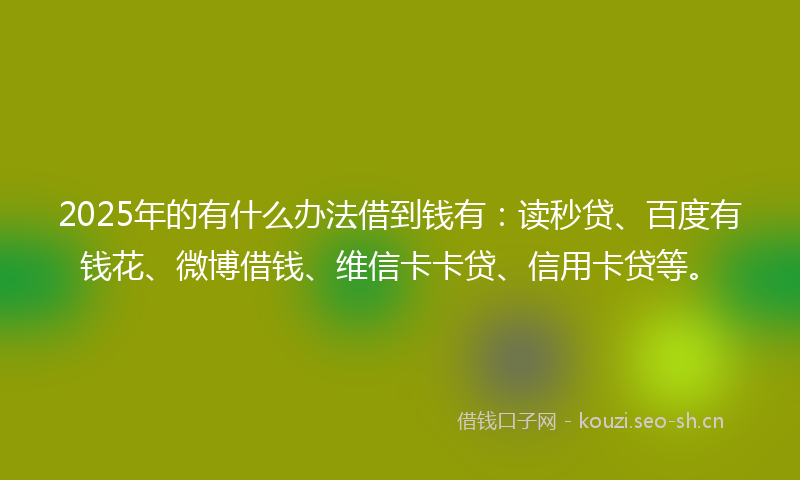 2025年的有什么办法借到钱有：读秒贷、百度有钱花、微博借钱、维信卡卡贷、信用卡贷等。