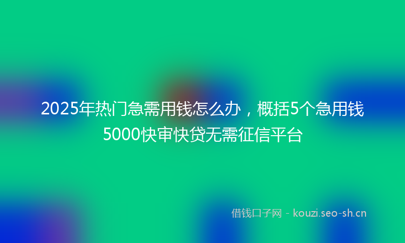 2025年热门急需用钱怎么办，概括5个急用钱5000快审快贷无需征信平台