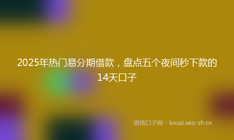 2025年热门易分期借款，盘点五个夜间秒下款的14天口子