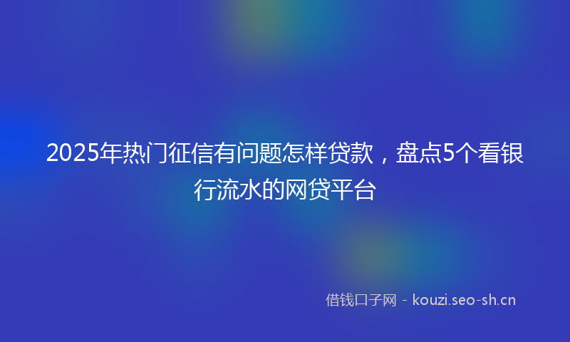 2025年热门征信有问题怎样贷款，盘点5个看银行流水的网贷平台